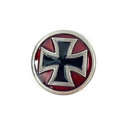 Belt Buckle - Black cross on red