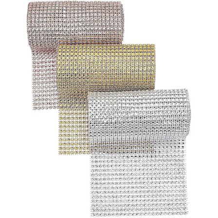 3 farger 24 rader plastnett Rhinestone bånd Rhinestone trimming