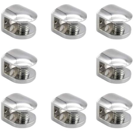 8 kpl lasinpidikkeitä, sinkkiseos, säädettävät kiinnikkeet 8-10 mm paksuille lasihyllyille