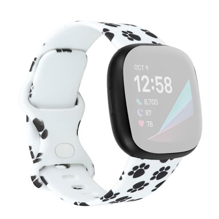Beautiful pattern in silicone watch band for Fitbit Versa 3 - Cute Paw Print / Size: S