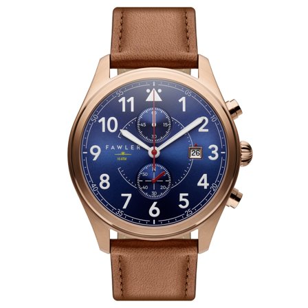 Fraser | Rose Gold-Tone and Blue Pilot’s Chronograph Watch for Men - Wrist watches
