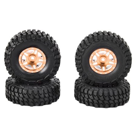 4 kpl 1/24 RC-auton renkaat kumia RC-ajoneuvon pyörät Crawler-auton renkaat Axial SCX24 90081 AXI00001 AXI00002Soil Gold