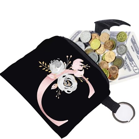 Canvas Initialer Mynt Kort Ficka Plånbok Pengahållare för Kvinnor Män Barn