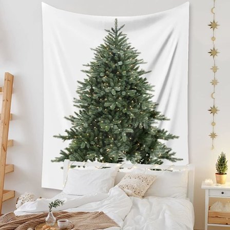 Grønn juletre veggteppe med lys til soverom