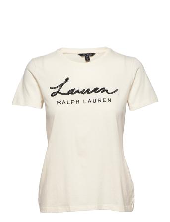 Script-Logo Jersey Tee Cream Lauren Ralph Lauren