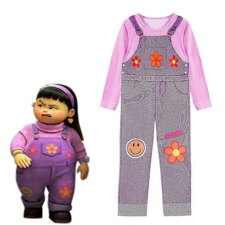 Turning Red Abby Performance Kostume Børn Piger Fancy Up Outfit Ærme Top Bib Dungaree Overall