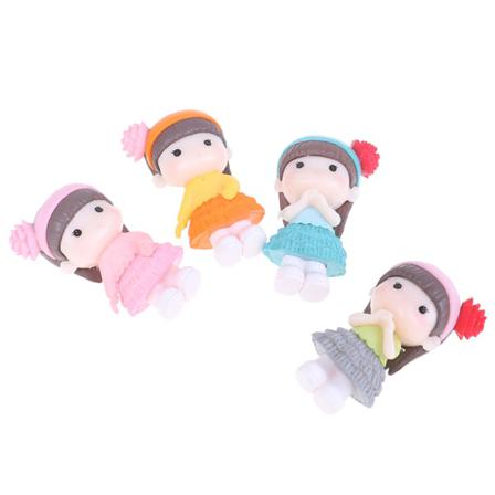 4pc Pretty Pure Girl Mini Statyett Bonsai Dekorativ Mini Gard
