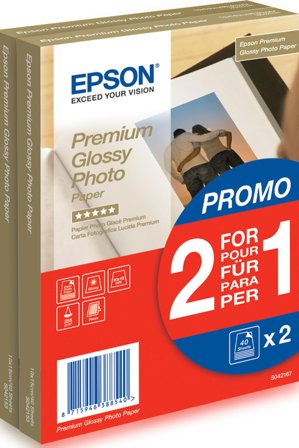 Epson Premium Glossy Photo Paper BOGOF - fotopapir - blank - 40 ark - 100 x 150 mm - 255 g/m² (en pakke 2)