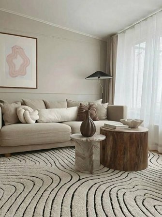 Chaima 200X300 Cream White/Black Rug