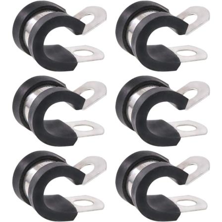 20 ST 3/8" (10 mm) kabelklämmor Gummikabelklämmor Rostfritt stål Gummibuffert isolerade klämmor