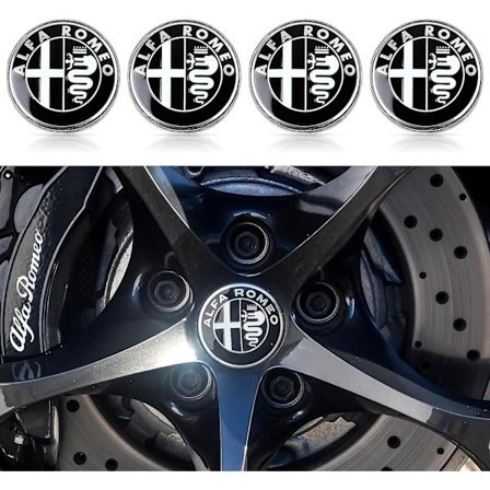 (sort) 4 stk. 60mm Bilhjul Center Caps Kompatibel med Alfa Romeo Giulia Stelvio Giulietta 159 147 156 166 GT Tonale