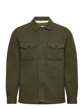 Akoscar Boiled Wool Overshirt Green Anerkjendt