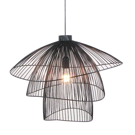 Musta metallinen koralli riippuvalaisin, 58x55x44 cm