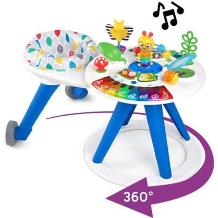 BABY EINSTEIN 4-i-1 Evolutionär Baby Walker Aktivitetsbord 360° Vridbar, Säker, Avtagbar Utvecklande Leksak, Piano, Musik