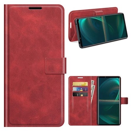 Hållbart konstläder Sony Xperia 5 III fodral med plånbok - Röd