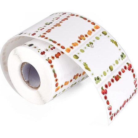 Sæt med 250 etiketter med frugtdesign, kompatible med syltetøjsglas osv.