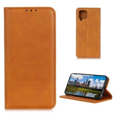 Lompakko-style Aitoa Nahkaa Läppäkotelo For Samsung Galaxy A42 5G - Ruskea Brown
