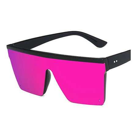 Oversized Retro Firkantede Solbriller med Flat Top, Store Firkantede Rammer, En-Delte Solbriller