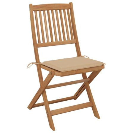 Vidaxl Hopfällbara Trädgårdsstolar Med Dynor 2 St Massivt Akacia Beige