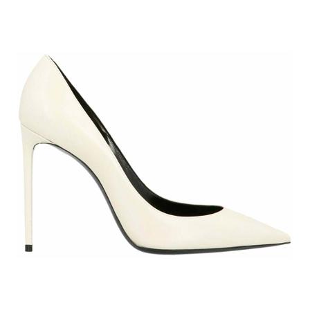 Saint Laurent, Zoe 105 Leather Pumps Biały, Kobieta, Rozmiar: 37 EU