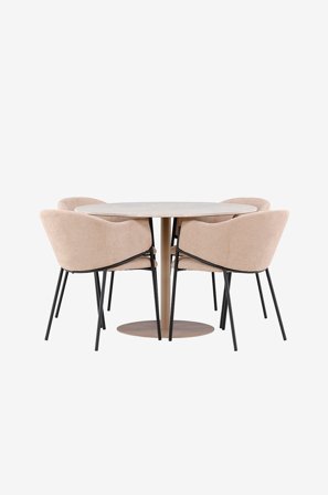 Venture Home - Lycke matbord med Evelina matstol - Beige - Matgrupper - Från Homeroom