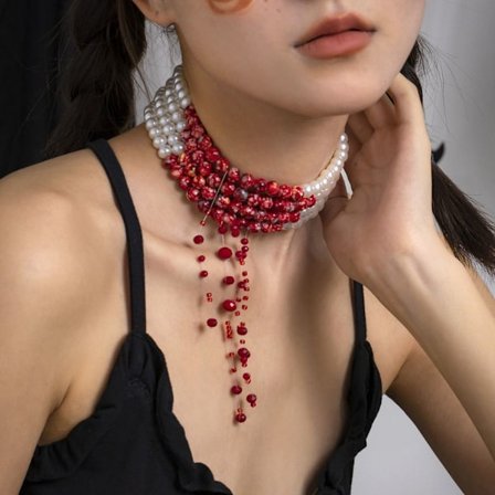 Halloween Blood Pearl Necklace Multilayer Necklace STIL 1