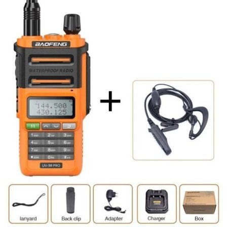 ZS10671-Baofeng UV 9R PRO Walkie Talkie Vandtæt IP68. Lang Distance 50 km. Dual Band. 136 174-400 520MHz. UV 82 UV 5R UV XR
