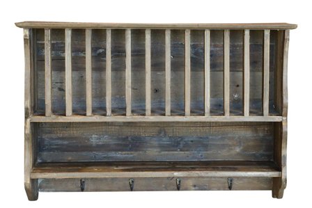 Chic Antique Tallerkenhylle med knagger gjenbrukstre