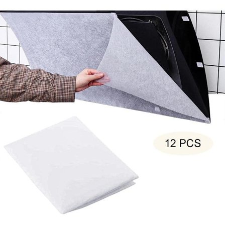 12 stk. - Oljefilterpapir for kjøkkenvifte - Oljeabsorberende papir for kjøkkenvifter - Filterpapir for kjøkkenvifter - Ikke-vevde filter for 