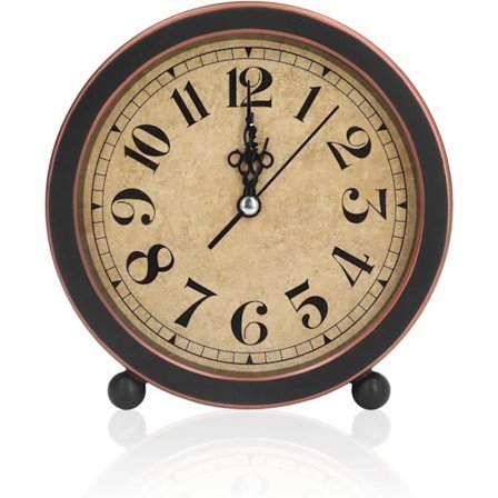 Vintage 12,7 cm analog lydløs bordklokke med batteristrøm[YJD]