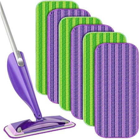 Genanvendelige moppepuder, der er kompatible med Swiffer Wet Jet Mop - 6-pak våde puder, genopfyldelige, vaskbare mikrofibermopper, våde og tørre 
