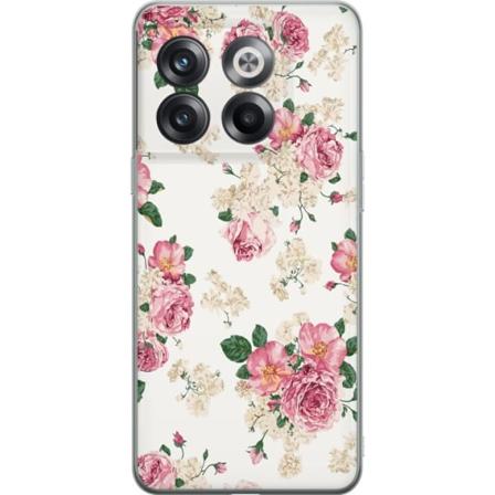 OnePlus 10T Läpinäkyvä kuori Retro Kukkia