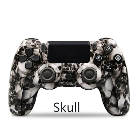 Hvit trådløs kontroller kompatibel med PlayStation 4 med vibrasjon og USB-kabel, ergonomisk design