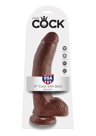 KING COCK 9 INCH W/ BALLS BROWN DILDO