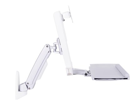 Multibrackets M Workstation Arm Single brakett - justerbar arm - for LCD-skjerm / tastatur - hvit, sølv