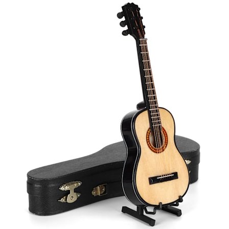 Miniature Klassisk Træ Guitar Model med Stativ Musikinstrument Ornamenter Gaver