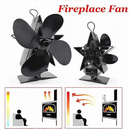 4-bladet varmekraftdrevet ovnventilator til brændeovn, pejs, miljøvenlig