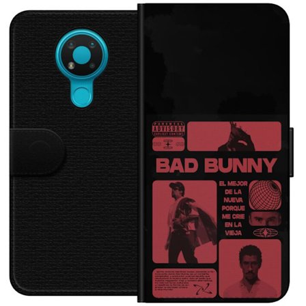 Kompatibelt Lommeboketui til Nokia 3.4 Bad Bunny NFL-inspirert skjoldlogo med amerikansk fotball og stjerner