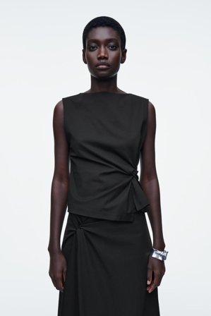 COS Women's Twist-Detail Top in Blue