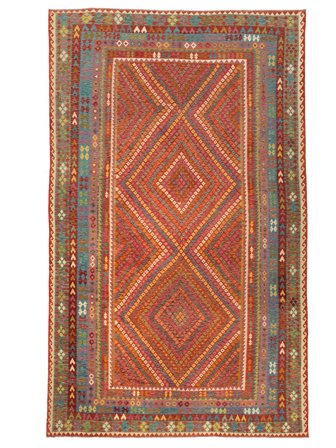 Handgewebt Kelim Afghan Old Stil Teppich 405X680 Dunkelrot/Braun