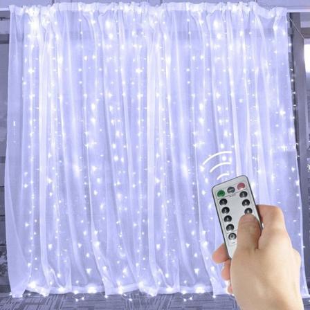LED-hvid med USB fjernbetjening gardinlys solstjernegardin lyssnor lys dekoration led lysgardin, til