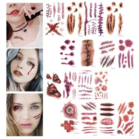 Halloween - Sårtatovering / Tatoveringsklistremerker