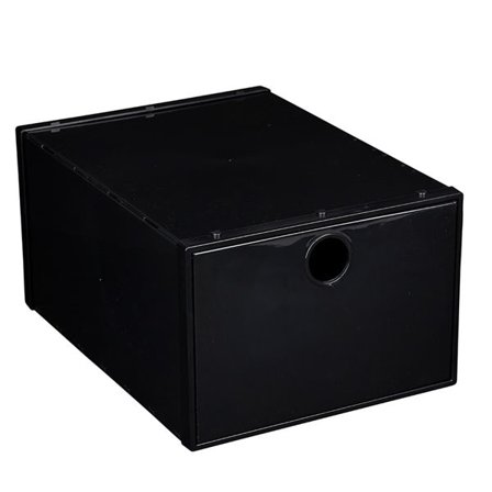 Skoopbevaringsboks Sort, stabelbar og nem at samle