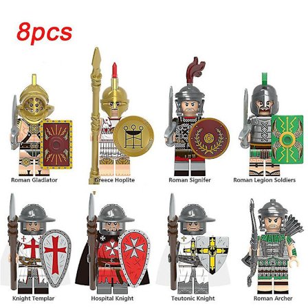 8 stk. Middelalderlige Mini Riddere Actionfigurer Soldat Byggeklodser Sæt, Samleobjekt Hær Mænd Legesæt Legetøj Dekoration Fødselsdag Gaver