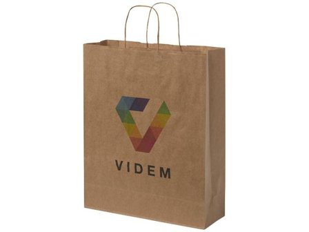 Papperspåse tvinnat handtag brun L - Lyreco - Profilsortiment - Kassar och påsar - Papperskassar