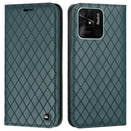 Xiaomi Redmi 10c Romb Litchi Plånbok - Grön Grön