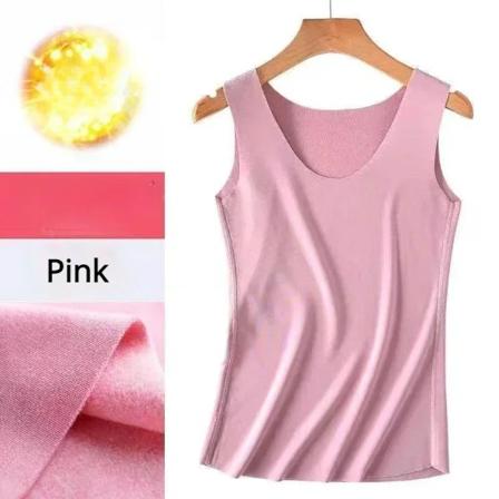 Termisk Underundertøj Kvinder Inderwear Rundhals Tanktoppe Vinter Varmt Uld Thermo Toppe Ærmeløs Kropsvest Slank Undershirt XXXL Pink 2XL