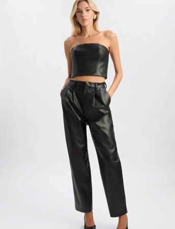 Bardot Kelsa Vegan Leather Pant - Black - 36