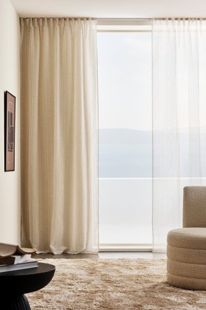 Jotex - Gardin Med Multifunksjonsbånd 2-pk BEIGE - QUILO - Kjøp Multifunksjonsgardiner hos Jotex