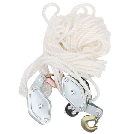 Taljeblokk 4000LB Last Galvanisert Stål Krok Løfte Taljeblokk med Multi Nylon Tau